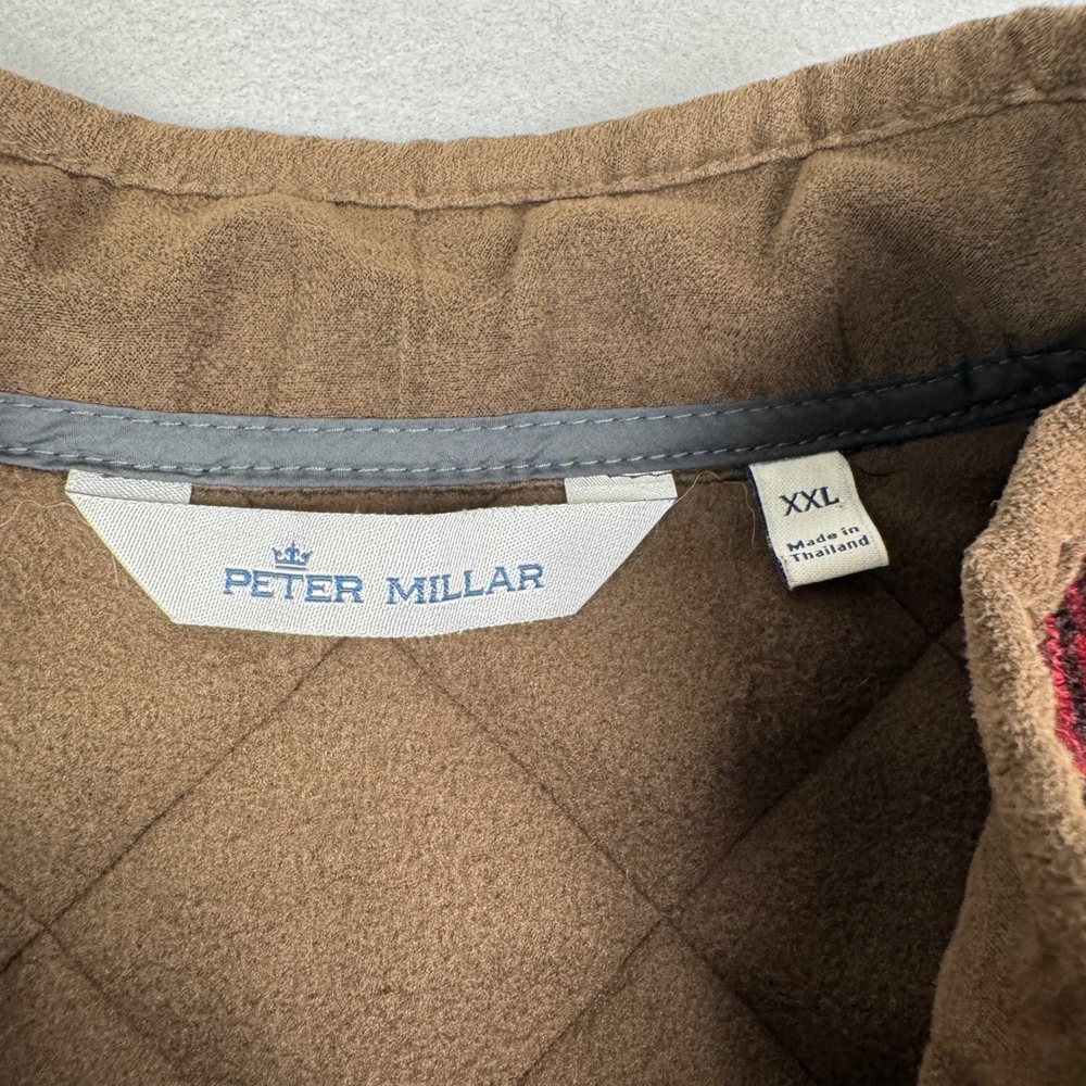 Peter Millar Mens XXL Shetland Wool Quilted Vest Red Buffalo Plaid Fleece Lined - Picture 3 of 10